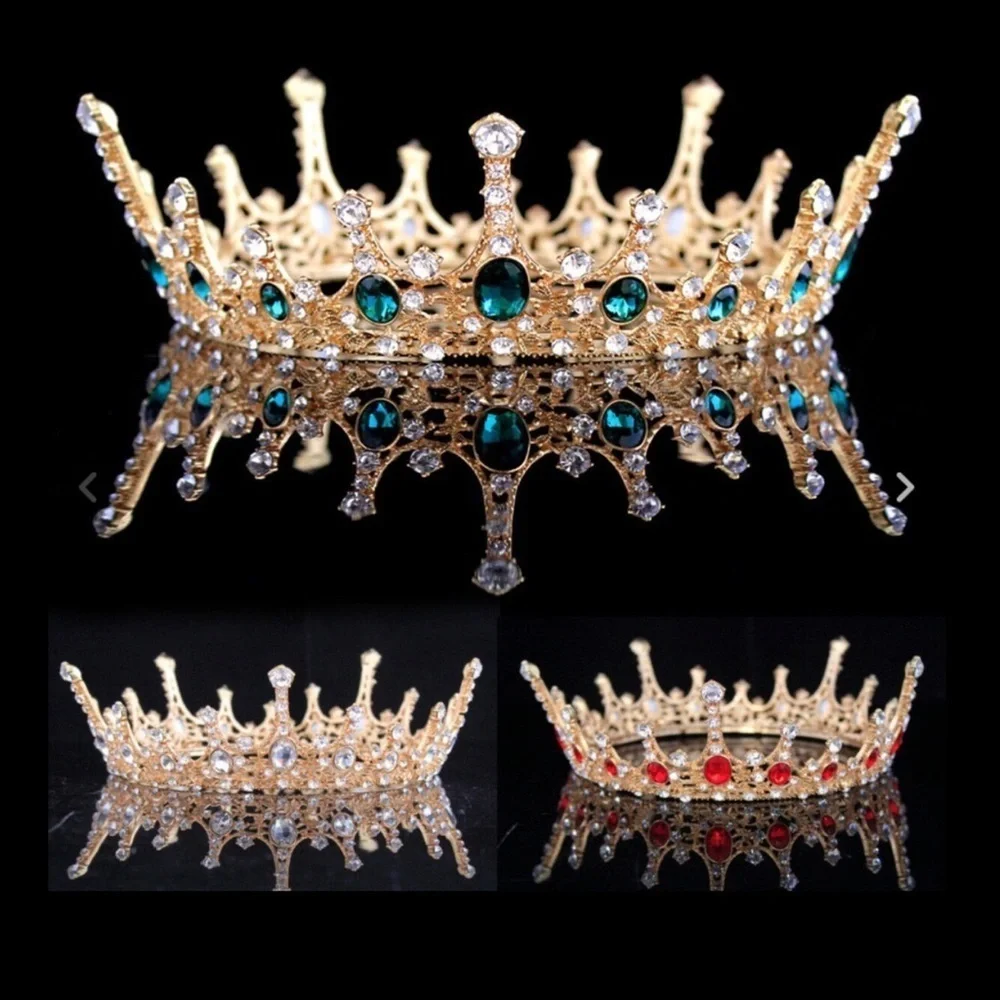 ⚜️ IMPERIAL BEJEWELED CLEAR CRYSTAL GOLD CROWN